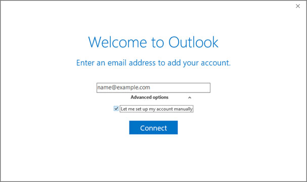 Setup ICA.NET email account on your Outlook 2016 Manual Step 2 - Method 2